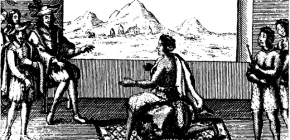 Queen Nzinga in peace negotiations with the Portuguese governor in Luanda, 1657