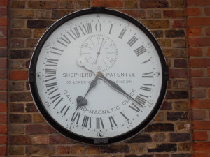 I took this picture in 2008 when I visited the home of time. Charles Shepherd, a pioneer of the electrical distribution of time supplied this clock to Greenwich in 1852, where it has remained since, at the entrance to the observatory.